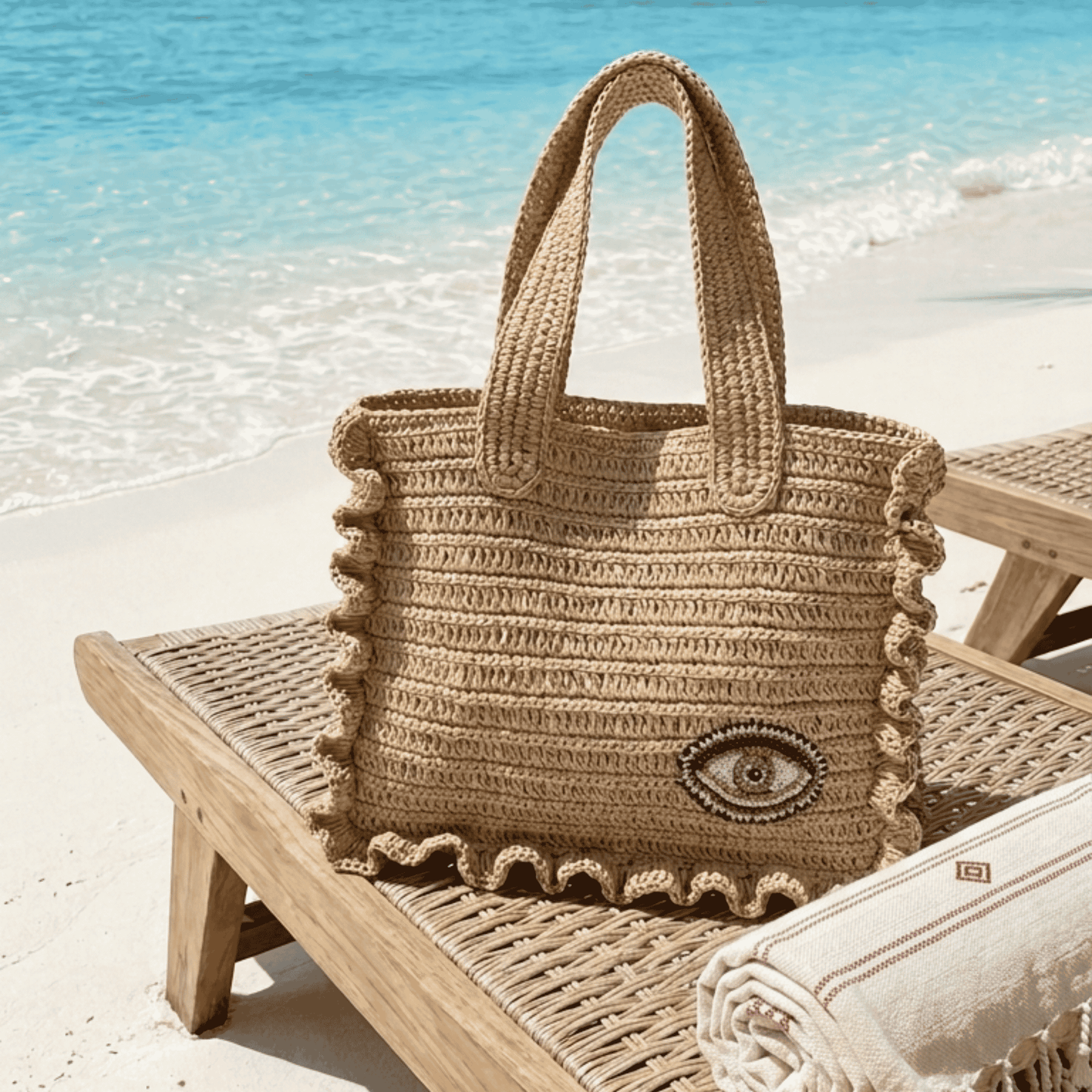 RAFFIA TOTE BAG WITH EVIL EYE_1