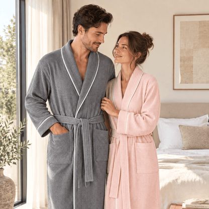 Couple Waffle Bathrobes, Set of Two
