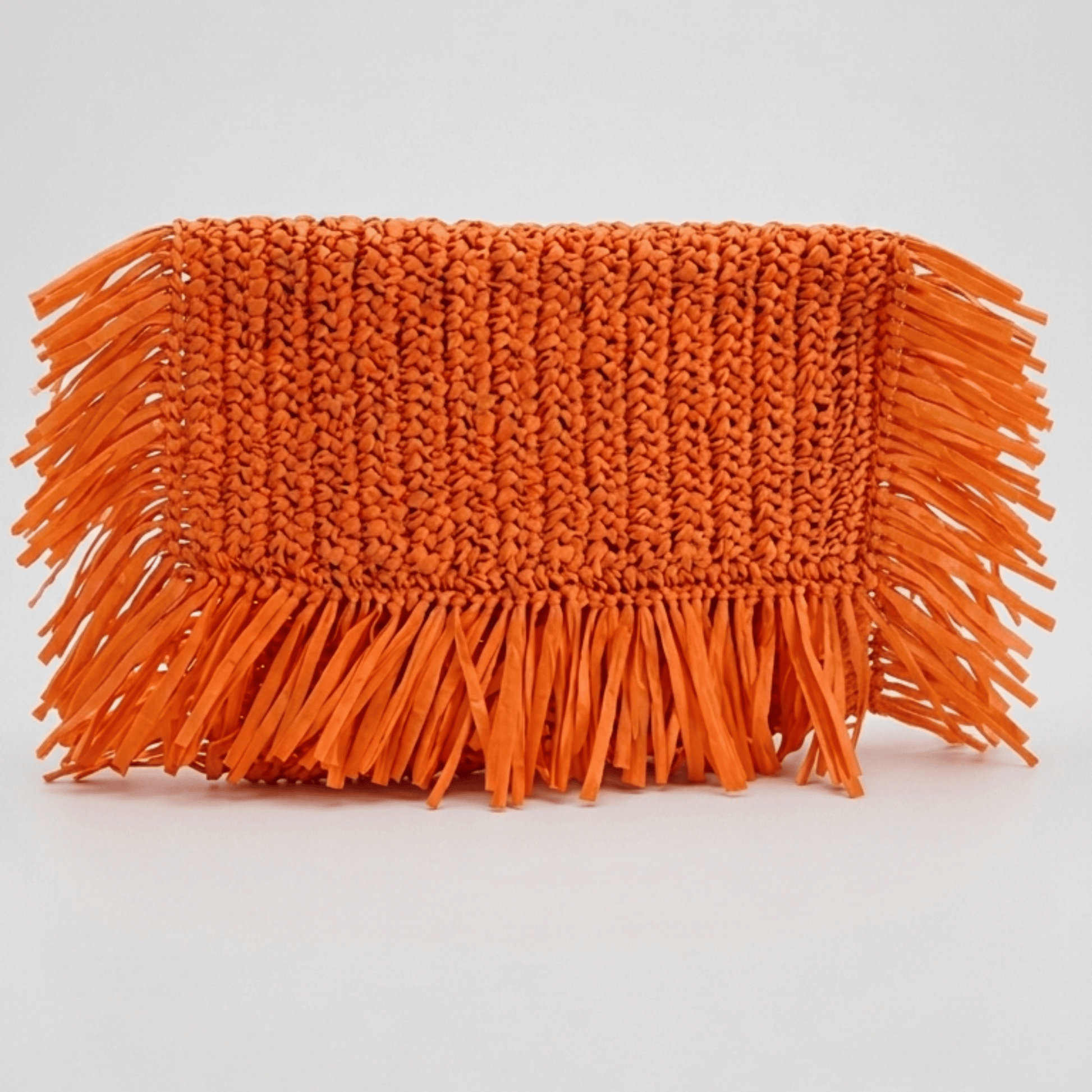  Fringed Raffia Clutch Bag