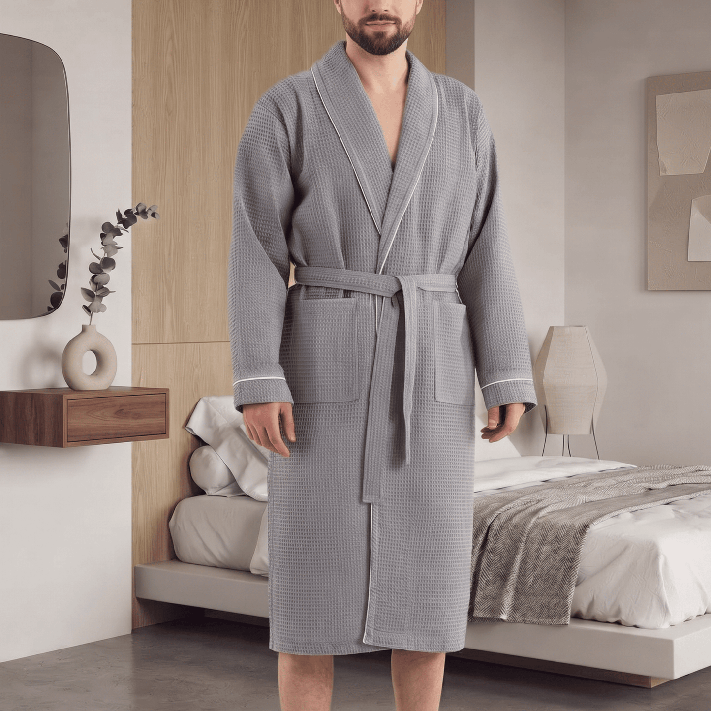 initials couple waffle bathrobe
