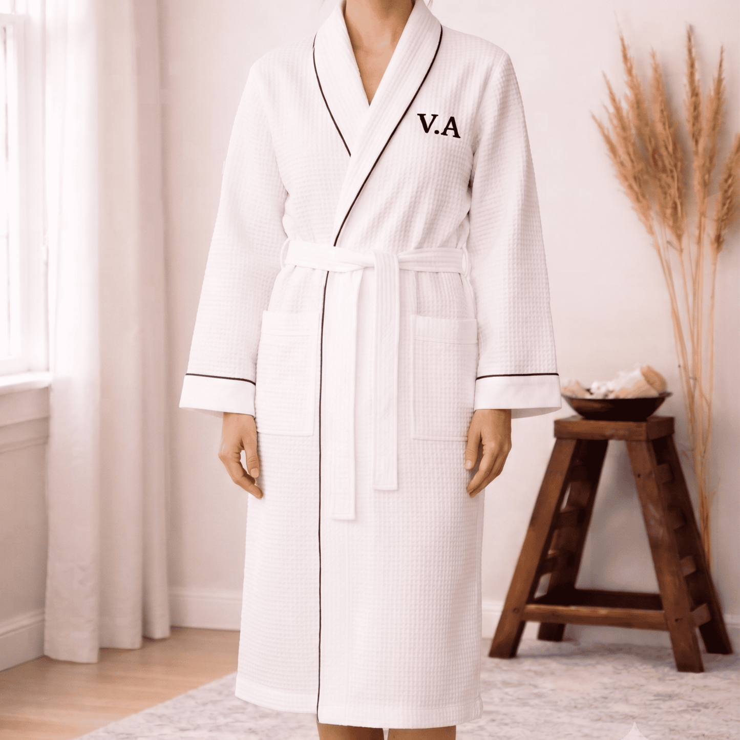 Personalized Waffle Bathrobe with Initials