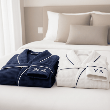 initials couple waffle bathrobe