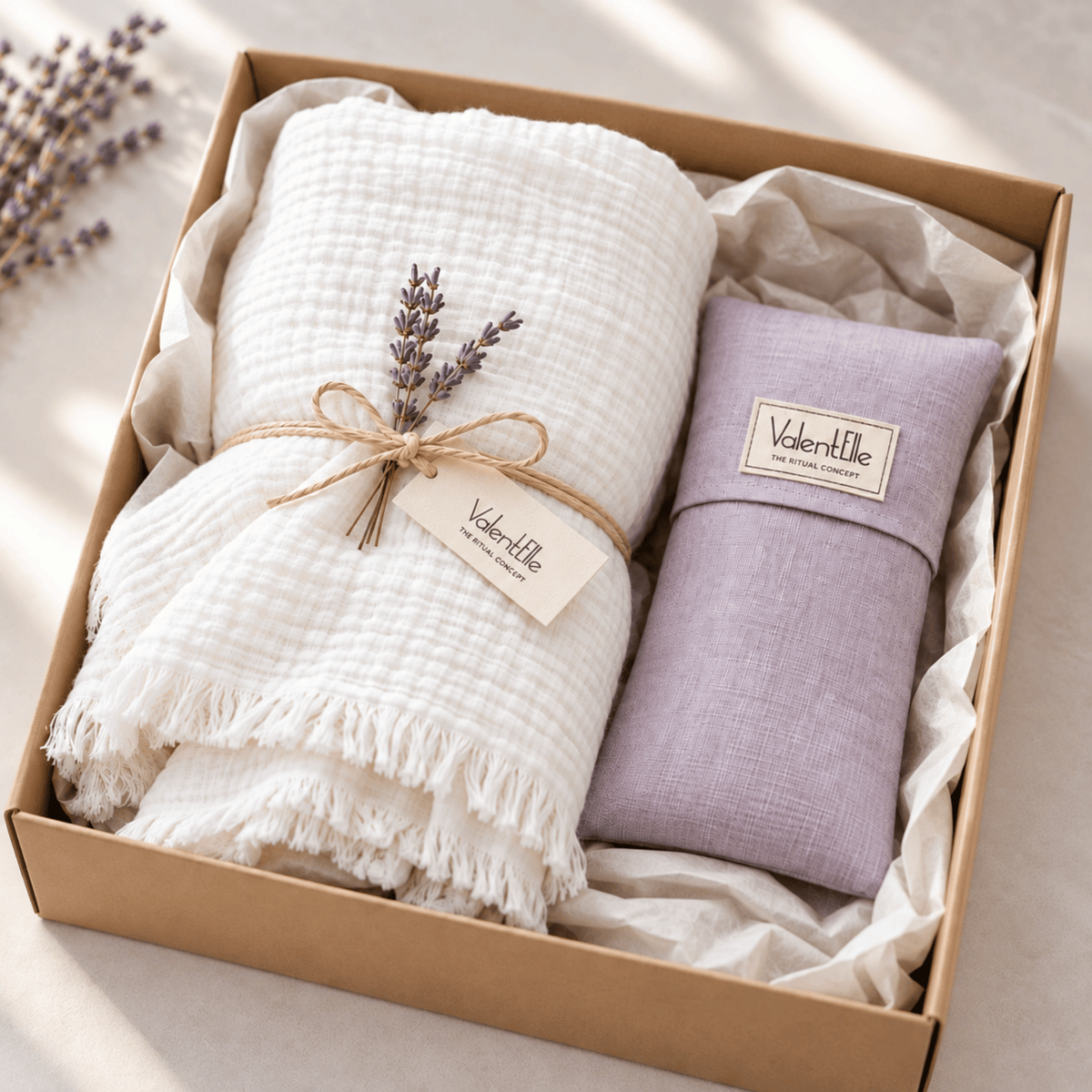 Mother & Baby Gift Set – Muslin Blanket & Lavender Eye Pillow
