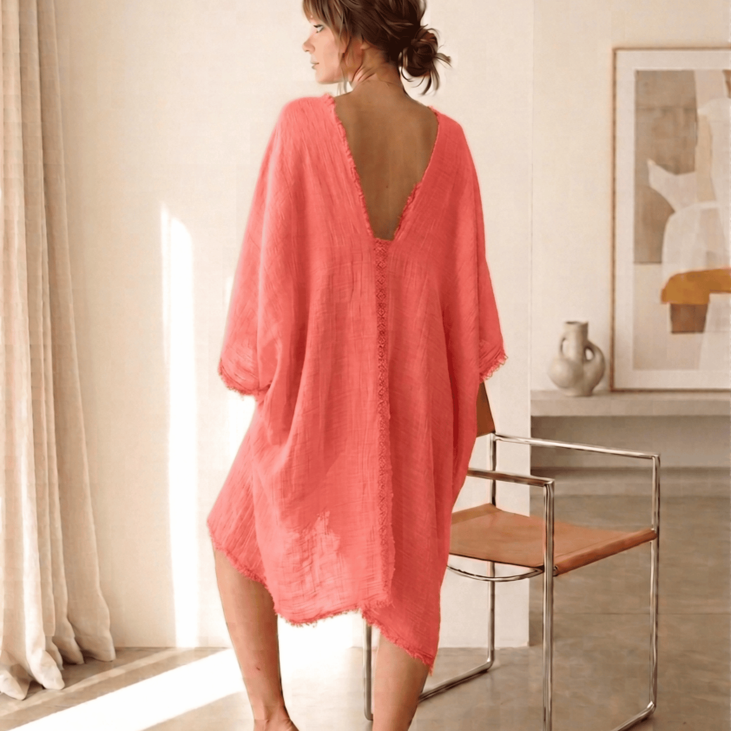 oversize and chic light cotton beach cover up