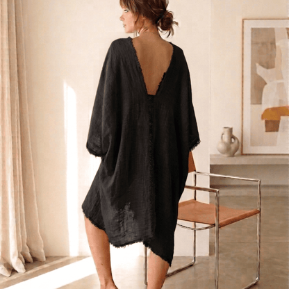 oversize and chic light cotton beach cover up