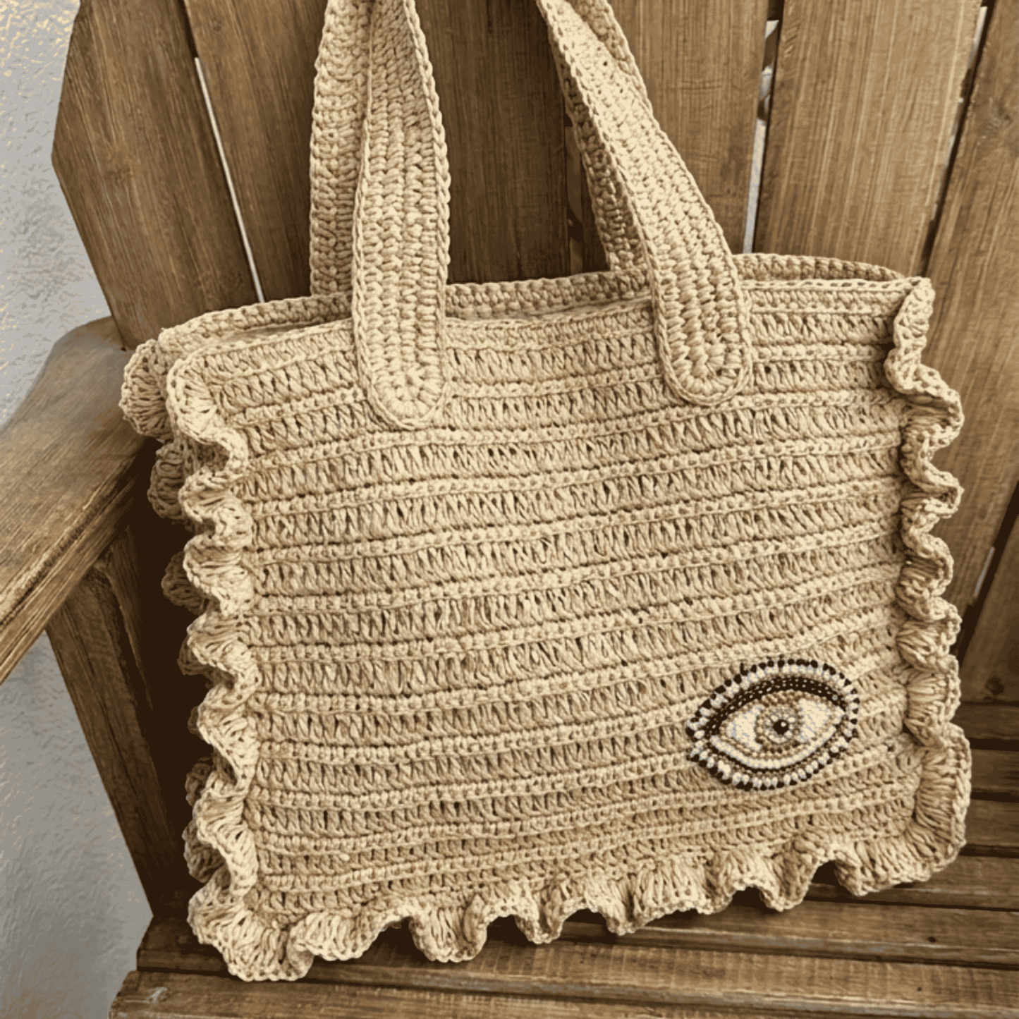 RAFFIA TOTE BAG WITH EVIL EYE_1