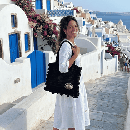 RAFFIA TOTE BAG WITH EVIL EYE_1