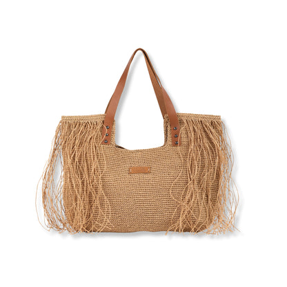 Chic Raffia Beach Bag, Olive