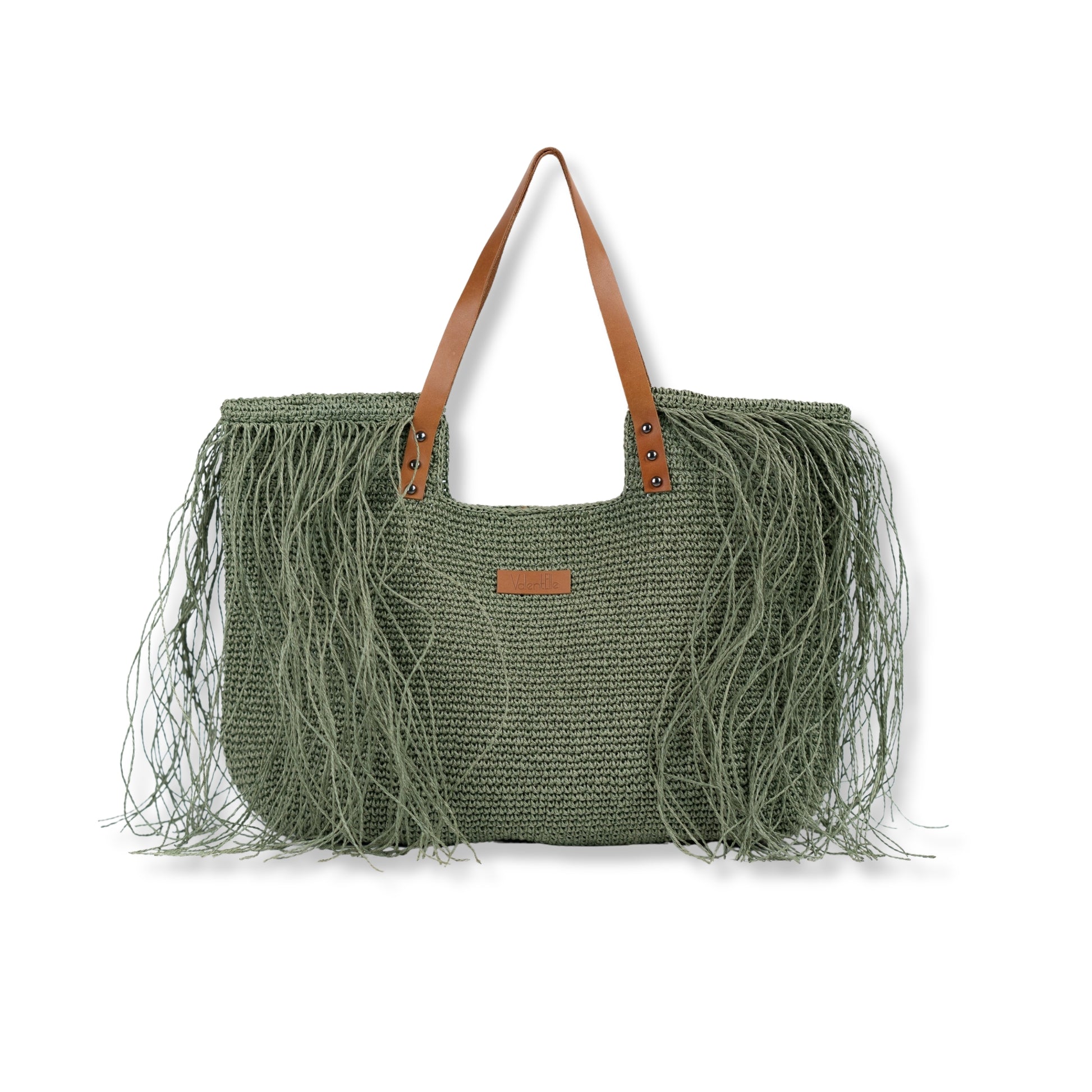 Chic Raffia Beach Bag, Olive