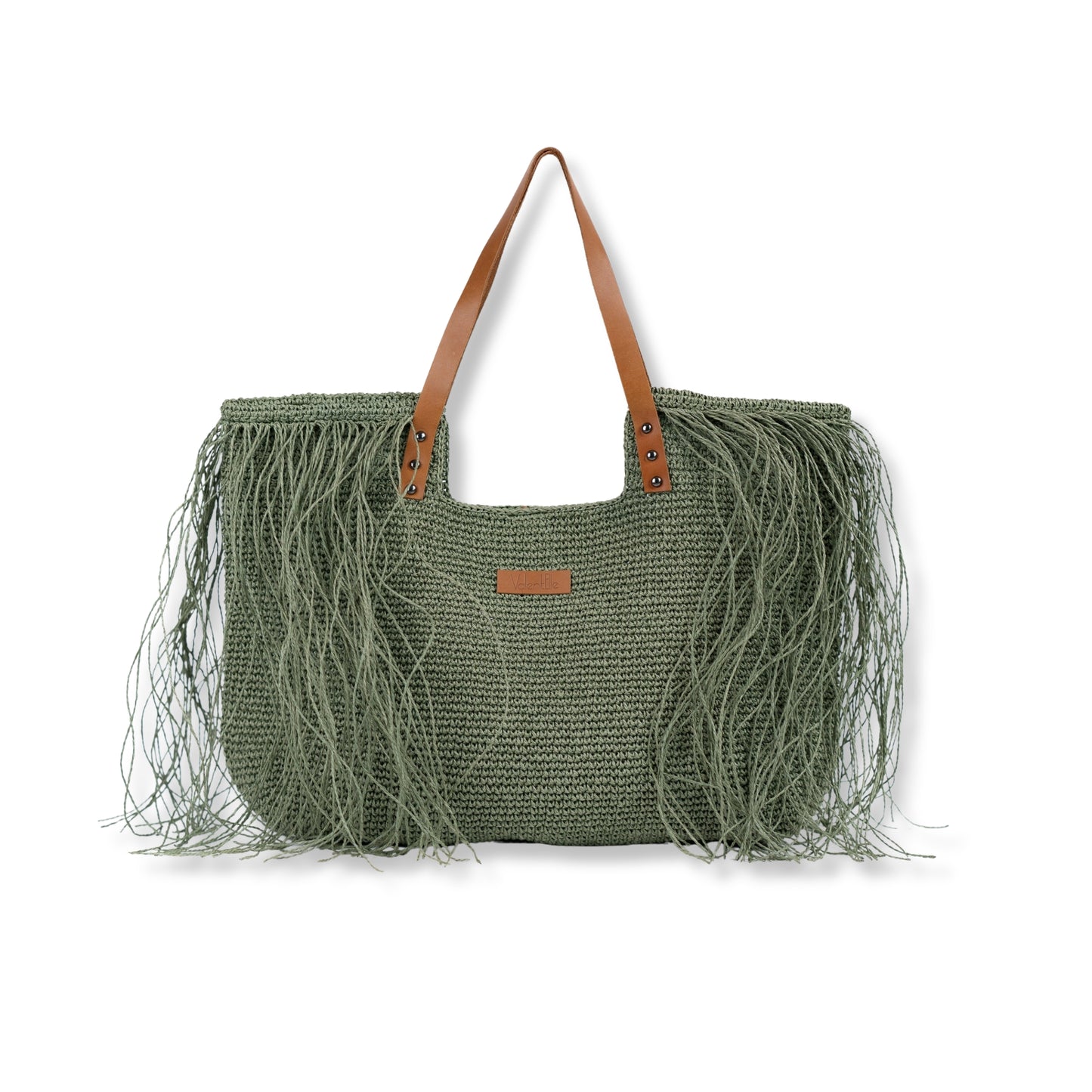 Large Fringed Straw Beach Bag, Straw 