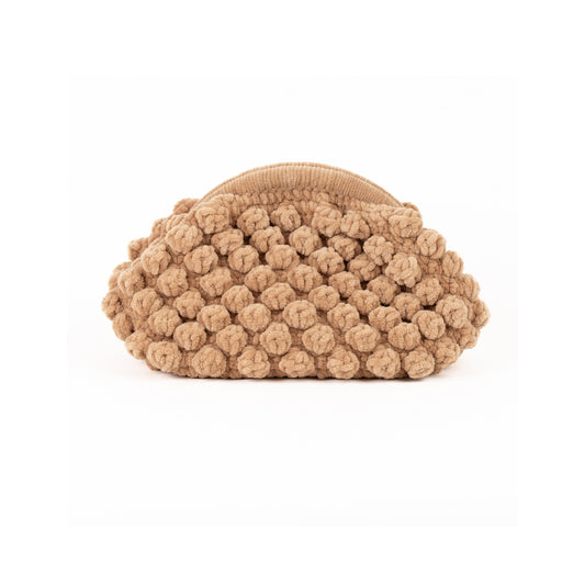 Velvet Clutch Purse Bag, Beige