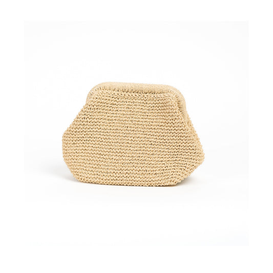 Straw Pouch Bag, Beige