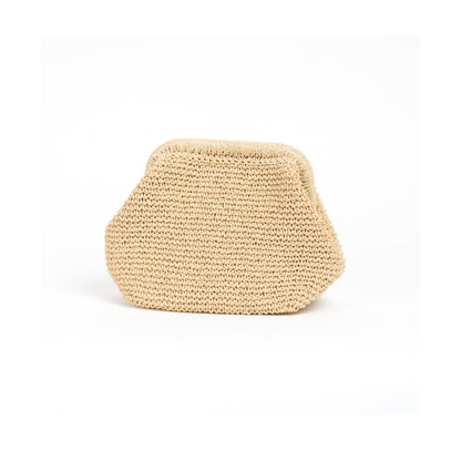 Straw Purse Bag, Beige