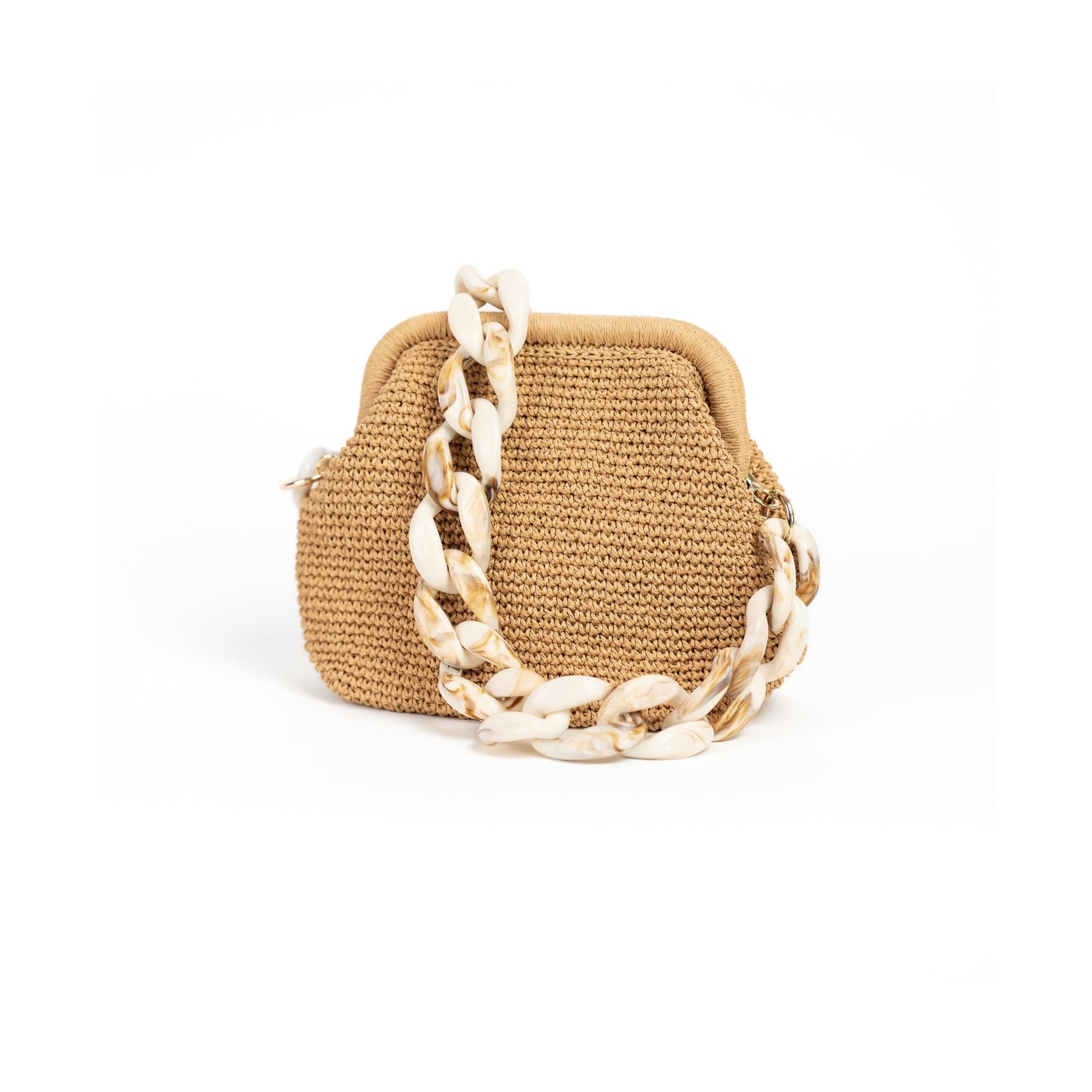 Straw Crossbody Bag, Beige
