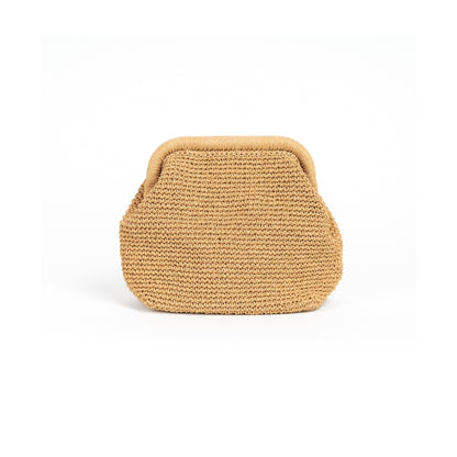 Straw Pouch Bag, Beige