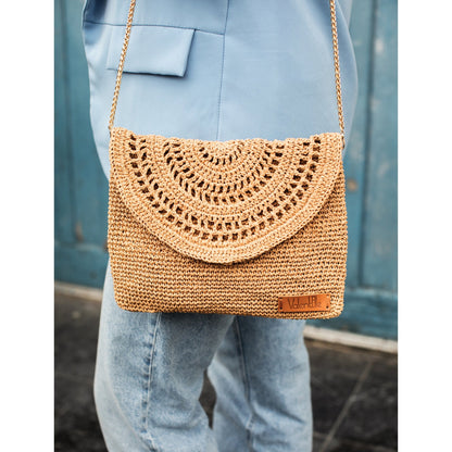 Black Raffia Clutch Bag