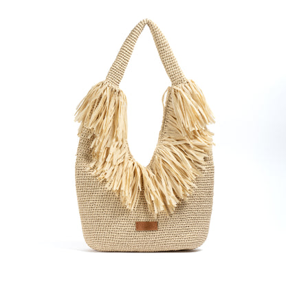Chic Raffia Bag, Beige